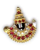 'balaji enamal pendant' set with white & red stones