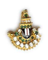 'balaji enamal pendant' set with white & green stones